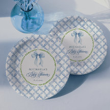 Grandmillennial Watercolor Floral Bow Baby Shower