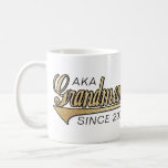 Grandmom Mug "AKA Grandmom Since..."<br><div class="desc">Grandmom Mug "AKA Grankdmom Since... " Personalize by deleting, "AKA Grandmom Since 2009" and "We love you so much, Steven, Sarah, Karen, Robbie and Shana." Then choose your favorite font style, size, color and wording to personalize your mug! Create a simply simple gift by adding some goodies to the mug,...</div>