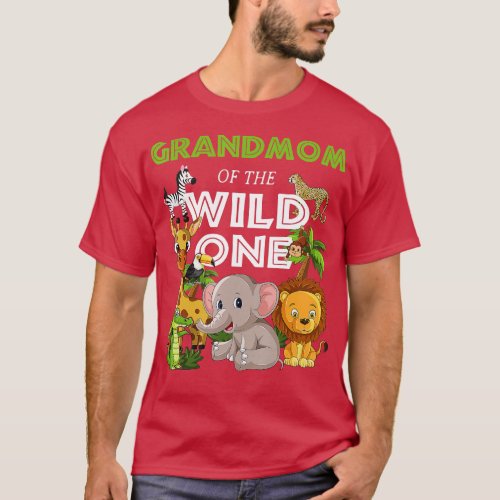 GrandMom of the Wild One Zoo Birthday Safari Jungl T_Shirt