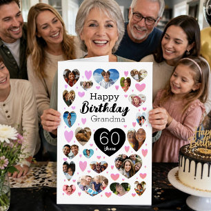 Grandmother 60th Birthday Photo Hearts Card