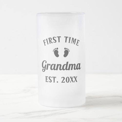 Grandmother Abuela Nonna Grammy First Time Grandma Frosted Glass Beer Mug