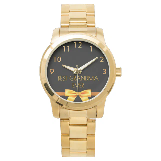 Grandmother best grandma ever black gold watch | Zazzle