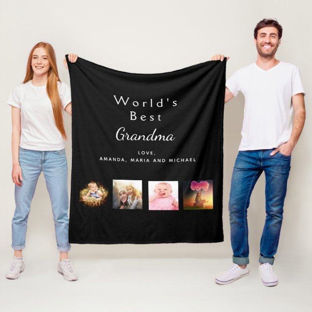 Grandmother Best Grandma family photo collage Fleece Blanket (In Situ)