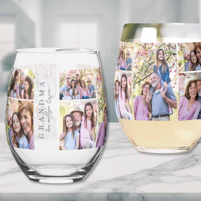 Grandmother Best Grandma Photo Stemless Wine Glass (Grandmother Best Grandma Photo Stemless Wine Glass)