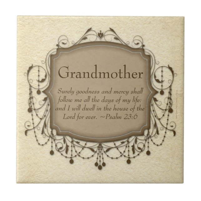 Grandmother Bible Verse Psalm 23 Coaster Plaque (Front)