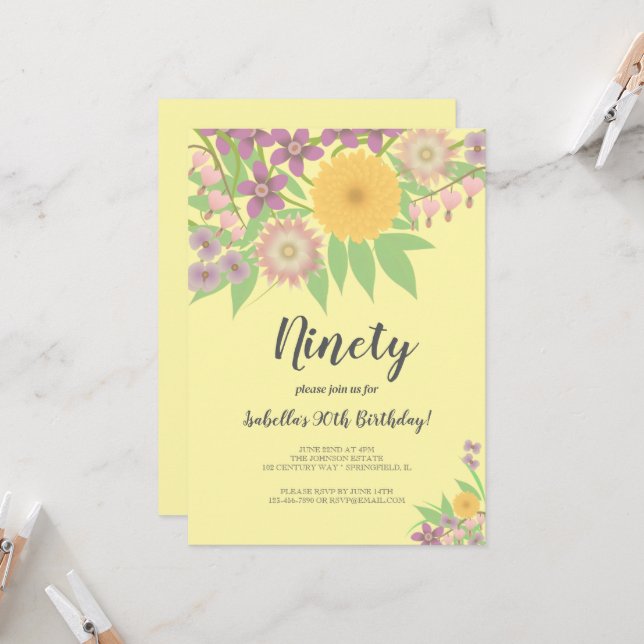 Grandmother Birthday Event Invitation (Front/Back In Situ)