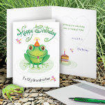 Grandmother Birthday Frog Having Toads Of Fun Card<br><div class="desc">Get your amphibian attitude going with this frog on a lily pad staring at a slice of birthday cake in front of him. Send this to your Grandmother who loves frogs and wish them toads of fun!</div>