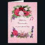 Grandmother Birthday Gorgeous Roses<br><div class="desc">This birthday card for a grandmother has beautiful roses in full bloom. The pink background has pale pink roses showing through. A gorgeous,  traditional birthday card that will give real joy.</div>