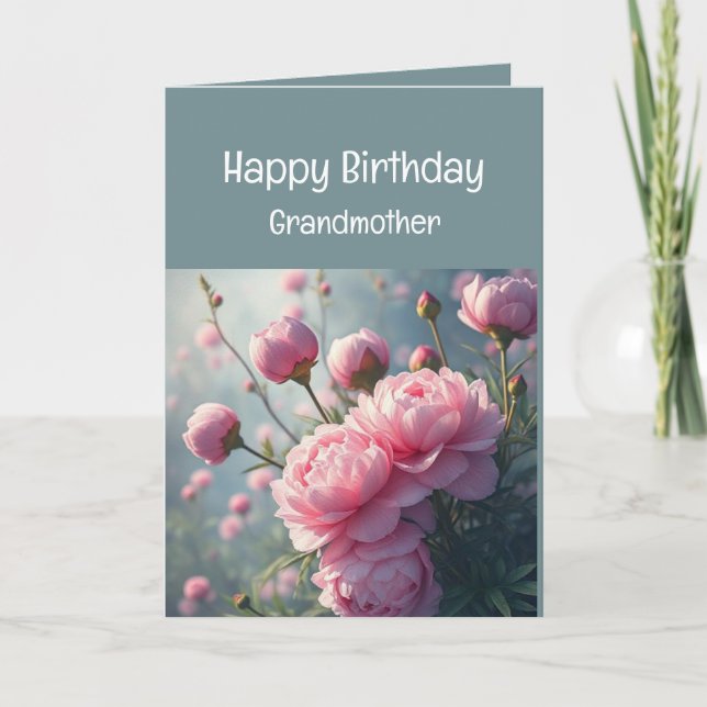 Grandmother Birthday Peony Garden Flower Card (Front)