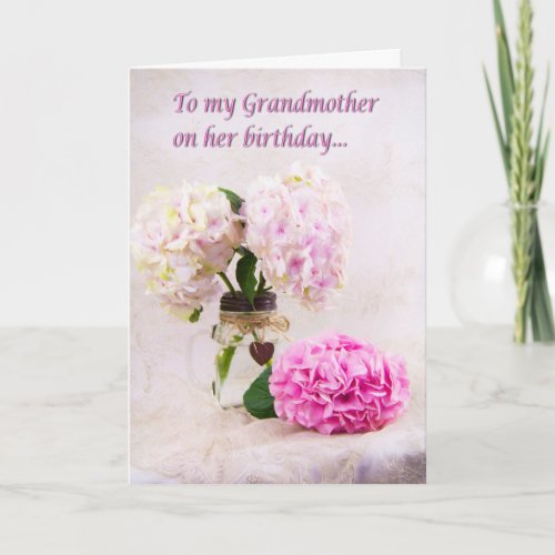 Grandmother Birthday Pink Hydrangeas Card