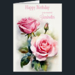 Grandmother Birthday Roses Painted Watercolor<br><div class="desc">A birthday card for your grandmother. This beautiful birthday card features delicate watercolor pink roses, symbolizing love, grace, and admiration. The soft floral design perfectly captures the essence timeless love, making it a heartfelt way to celebrate her special day. Elegantly adorned pink roses, this card brings a touch of nature’s...</div>