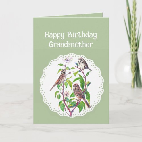 Grandmother Birthday Song Sparrows Cute Birds Card