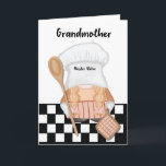 Grandmother Birthday Whimsical Gnome Baker Baking Card<br><div class="desc">As your grandmother celebrates her birthday, this card serves as a delightful expression of love and appreciation for the culinary magic she brings to the family. The charming gnome and the whimsical kitchen scene create a perfect backdrop for conveying warm birthday wishes to a grandmother who adds a sprinkle of...</div>