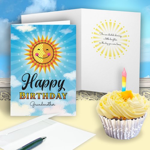 Grandmother Birthday Yellow Orange Smiling Sun Card