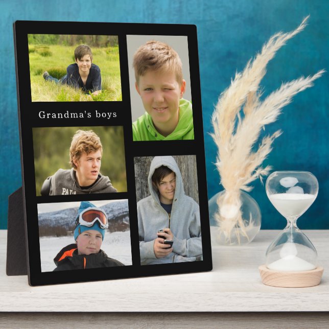 Grandmother black grandchildren photo boys plaque (Side)