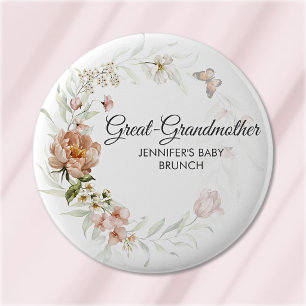 Grandmother Blush Pink Florals Baby Shower/Brunch Button