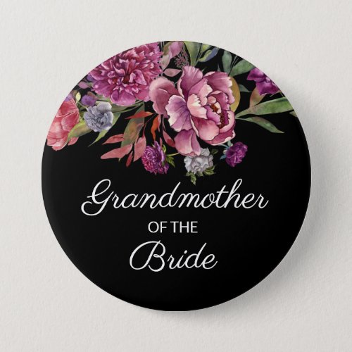 Grandmother Bride Purple Floral Black  Button