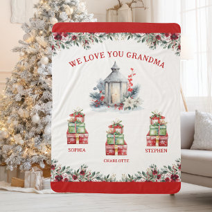 Grandmother Christmas Gift Grandchildren's Names Sherpa Blanket