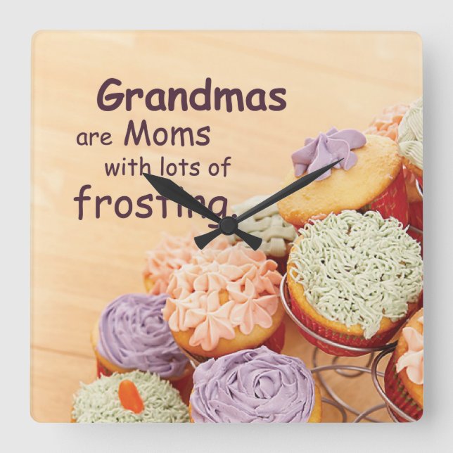 Grandmother Cupcakes Mother's Day, Square Gift Square Wall Clock (Front)