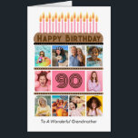 Grandmother Custom Big 90th Birthday Card<br><div class="desc">Send this 2'x3' custom grandmother birthday card,  featuring a 10-photo collage that frames the number 90,  layered with sumptuous chocolate mousse icing and decorated with pink candles. Personalized with "to a Wonderful Grandmother, "</div>