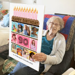 Grandmother Custom Big 90th Birthday Card<br><div class="desc">Send this 2'x3' custom grandmother birthday card,  featuring a 10-photo collage that frames the number 90,  layered with sumptuous chocolate mousse icing and decorated with pink candles. Personalized with "to a Wonderful Grandmother, "</div>