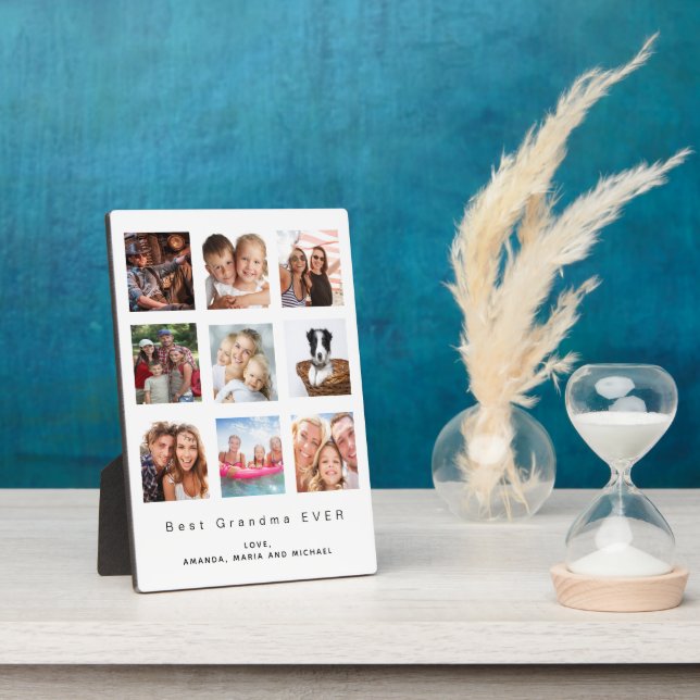 Grandmother custom family photo collage white plaque (Side)