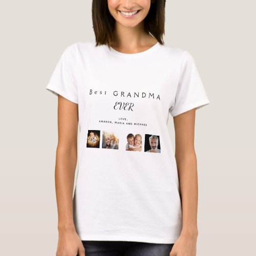 Grandmother custom family photo collage white T_Shirt