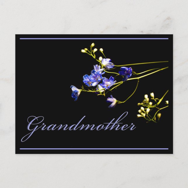 Grandmother Delicate Blue Flowers Postcard (Front)