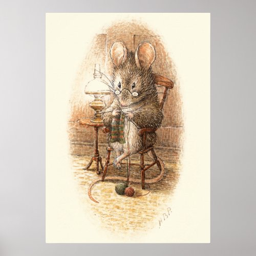 Grandmother Dormouse Knitting Poster