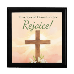 Grandmother Easter Rejoice Cross and Lilies Gift Box