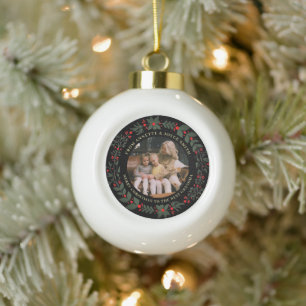 Grandmother Elegant Wreath photo Christmas Ceramic Ball Christmas Ornament