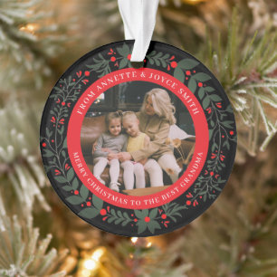 Grandmother Elegant Wreath photo Christmas Ornament