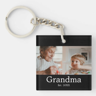 Grandmother Established Modern Photo Gift Keychain