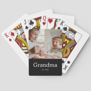 Grandmother Established Modern Photo Gift Poker Cards