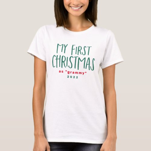 Grandmother first Christmas personalized red green T_Shirt