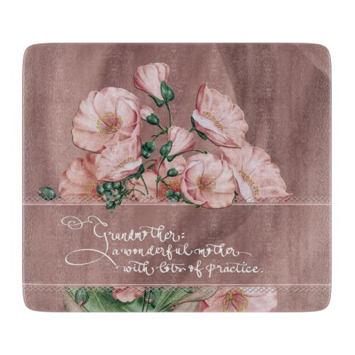 Grandmother Floral H 6x7 Glass Chopping Board