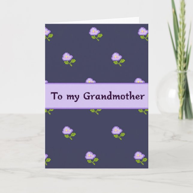 Grandmother Floral Pixel Art Card (Front)