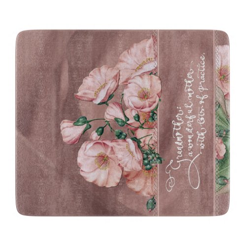Grandmother Floral V 6x7 Glass Chopping Board