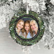 Grandmother foliage wreath photo Christmas black C Ceramic Ornament