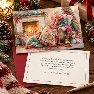 Grandmother Grandchild Fireplace Christmas Holiday Card