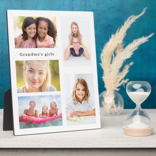 Grandmother grandchildren photo girls white plaque