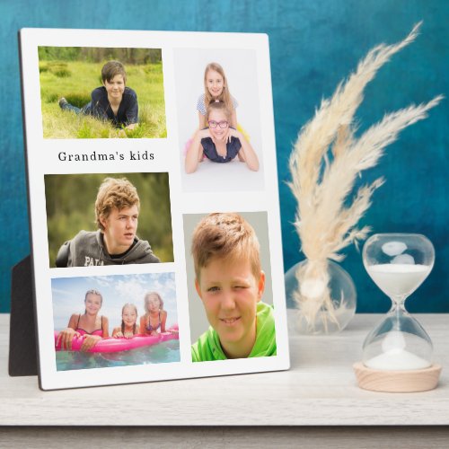 Grandmother grandchildren photo kids white plaque