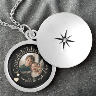 Grandmother Grandchildren Photo Locket Gift Necklace