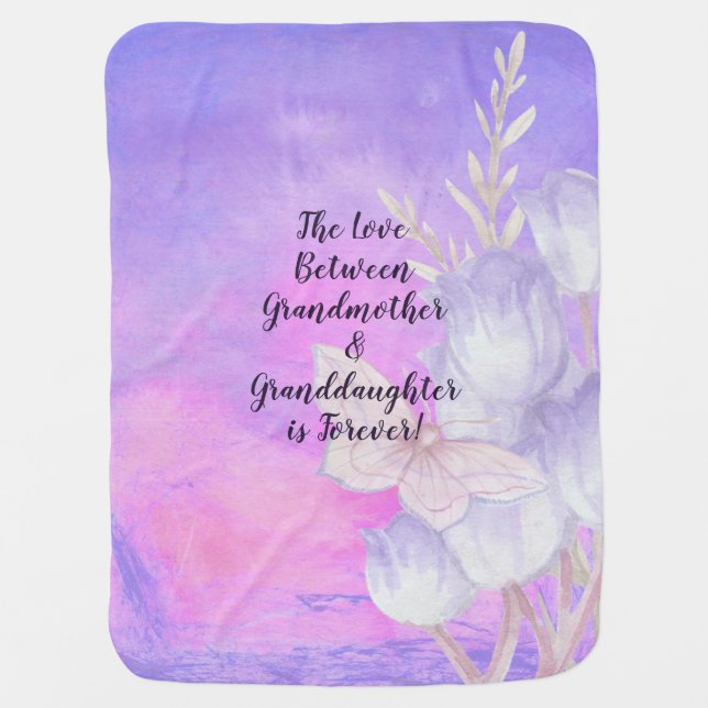Grandmother Granddaughter Love Is Forever Can Edit Baby Blanket (Front)