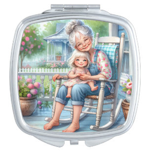 Grandmother Granddaughter Porch Embrace Compact Mirror