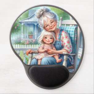 Grandmother Granddaughter Porch Embrace Gel Mouse Pad