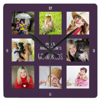 Grandmother Grandfather PHOTO Collage Gift Square Wall Clock