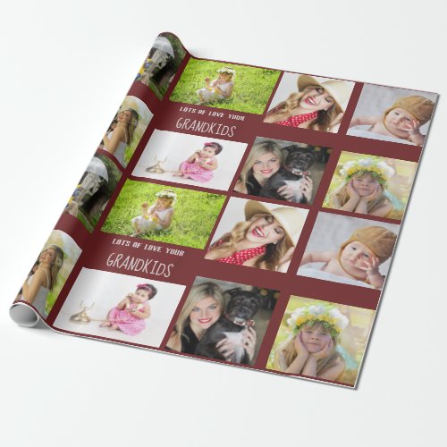 Grandmother Grandfather PHOTO Collage Gift Wrapping Paper