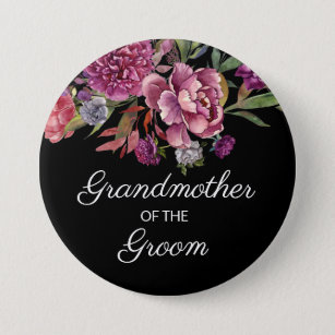 Grandmother Groom Purple Floral Black Button