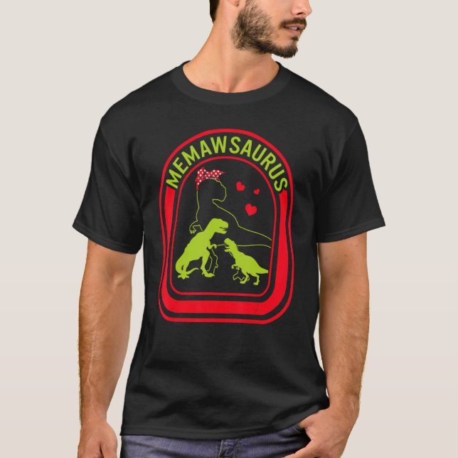 Grandmother Memawsaurus Dinosaur Heart Dinosaur Mo T-Shirt (Front)